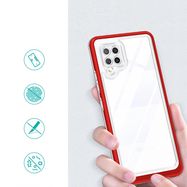 Clear 3in1 Case for Samsung Galaxy A42 5G Frame Gel Cover Red, Hurtel