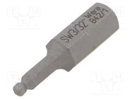 Screwdriver bit; hex key,spherical; HEX 3/32"; Overall len: 25mm WERA