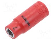 Socket; 6-angles,insulated,socket spanner; HEX 7mm; 1/4" WIHA