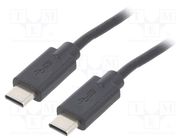 Cable; USB 2.0; USB C plug,both sides; 1.4m; black QOLTEC