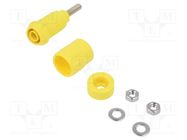 Connector: 4mm banana; socket; 20A; yellow; screw; insulated 