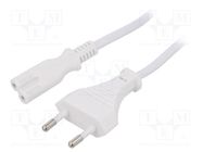 Cable; 2x0.75mm2; CEE 7/16 (C) plug,IEC C7 female; PVC; 5m; white ESPE