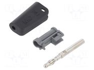 Connector: 4mm banana; plug; 32A; black; nickel plated STÄUBLI