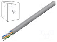 Wire; U/UTP; 4x2x24AWG; 5e; wire; Cu; Insulation: PVC; grey; 305m GEMBIRD
