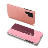 Clear View Case flip cover for Samsung Galaxy S22 Ultra pink, Hurtel