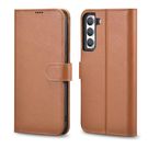 iCarer Haitang Leather Wallet Case Leather Case for Samsung Galaxy S22 + (S22 Plus) Wallet Housing Cover Brown (AKSM05BN), iCarer