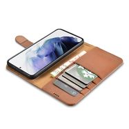 iCarer Haitang Leather Wallet Case Leather Case for Samsung Galaxy S22 + (S22 Plus) Wallet Housing Cover Brown (AKSM05BN), iCarer