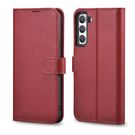 iCarer Haitang Leather Wallet Case Leather Case for Samsung Galaxy S22 + (S22 Plus) Wallet Housing Cover Red (AKSM05RD), iCarer