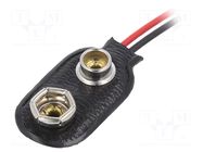 6F22 connector; 6F22,6LR61; Batt.no: 1; on cable; cables; 100mm KEYSTONE