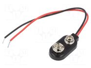 6F22 connector; 6F22,6LR61; Batt.no: 1; THT; cables; 100mm KEYSTONE