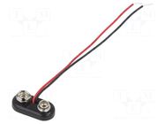 6F22 connector; 6F22,6LR61; Batt.no: 1; on cable; cables; 100mm KEYSTONE