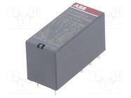 Relay: electromagnetic; DPDT; Ucoil: 12VDC; 8A; max.250VAC; PCB ABB