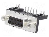 D-Sub; PIN: 9; socket; female; for panel mounting; angled 90°; 5A AMPHENOL COMMUNICATIONS SOLUTIONS