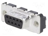 D-Sub; PIN: 9; socket; female; for panel mounting; angled 90°; THT AMPHENOL COMMUNICATIONS SOLUTIONS