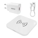 Choetech set of Qi 10W wireless charger for headphones black (T511-S) + 18W EU wall charger white (Q5003) + USB cable - microUSB 1.2m white, Choetech