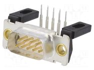 Connector: D-Sub; PIN: 9; socket; male; on PCBs; angled 90°; THT AMPHENOL COMMUNICATIONS SOLUTIONS