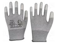 Cleanroom acces: protective gloves; grey; L; dissipative; ISO 7 EUROSTAT GROUP