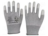 Cleanroom acces: protective gloves; grey; L; dissipative; ISO 7 EUROSTAT GROUP