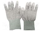 Protective gloves; ESD; S; copper,polyamide; grey; <10GΩ EUROSTAT GROUP