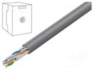 Wire; U/UTP; 4x2x24AWG; 5e; wire; Cu; Insulation: LSZH; grey; 305m GEMBIRD