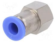 Push-in fitting; straight; -0.95÷15bar; nickel plated brass PNEUMAT