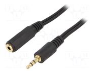 Cable; Jack 3.5mm 3pin socket,Jack 3.5mm 3pin plug; 5m; black GEMBIRD