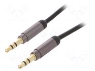 Cable; Jack 3.5mm 3pin plug,both sides; 0.75m; black GEMBIRD