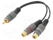 Cable; RCA socket x2,RCA plug; 0.2m; Plating: gold-plated; black GEMBIRD