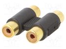 Adapter; RCA socket x2,both sides; Plating: gold-plated; black GEMBIRD