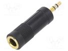 Adapter; Jack 3.5mm 3pin plug,Jack 6,3mm socket; black GEMBIRD