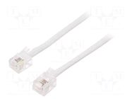 Cable: telephone; RJ11 plug,both sides; 10m; white GEMBIRD