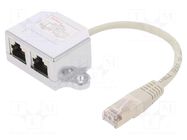 Splitter; RJ45 socket x2,RJ45 plug x1; 0.15m; F/UTP; Colour: grey GEMBIRD