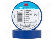 Tape: electrical insulating; W: 19mm; L: 20m; Thk: 0.152mm; blue 3M