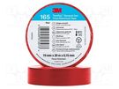 Tape: electrical insulating; W: 19mm; L: 20m; Thk: 0.152mm; red; 200% 3M