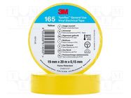 Tape: electrical insulating; W: 19mm; L: 20m; Thk: 0.152mm; yellow 3M