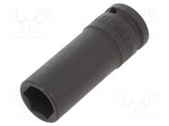 Socket; 6-angles,socket spanner,impact; HEX 19mm; 1/2"; 80mm BETA