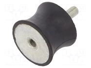 Vibration damper; M8; Ø: 40mm; rubber; L: 30mm; Thread len: 23mm ELESA+GANTER