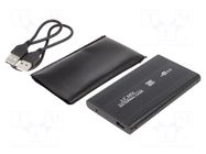 Hard discs housing: 2,5"; PnP; SATA III,USB 2.0; aluminium; black QOLTEC