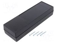 Enclosure: multipurpose; X: 59mm; Y: 189mm; Z: 38mm; ABS; black KRADEX