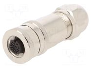 Connector: M12; plug; PIN: 8; female; 30V; straight; IP67; for cable TE Connectivity