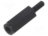 Screwed spacer sleeve; hexagonal; polyamide; M3; M3; L: 14mm; black DREMEC
