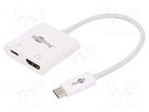 Adapter; HDMI 2.0,Power Delivery (PD),USB 3.0; 0.15m; white Goobay