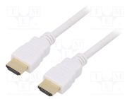 Cable; HDMI 2.0; HDMI plug,both sides; PVC; 3m; white; 30AWG GEMBIRD