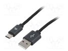 Cable; USB 2.0; USB A plug,USB C plug; gold-plated; 1.8m; black GEMBIRD