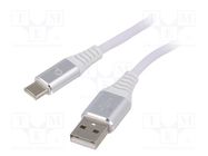 Cable; USB 2.0; USB A plug,USB C plug; gold-plated; 1m; white GEMBIRD