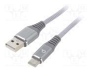 Cable; USB 2.0; USB A plug,USB C plug; gold-plated; 2m; grey GEMBIRD