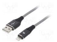 Cable; USB 2.0; Apple Lightning plug,USB A plug; gold-plated; 1m GEMBIRD