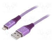 Cable; USB 2.0; Apple Lightning plug,USB A plug; gold-plated; 1m GEMBIRD