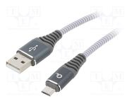 Cable; USB 2.0; USB A plug,USB B micro plug; gold-plated; 2m GEMBIRD