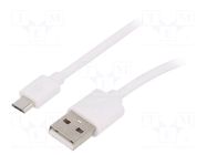 Cable; USB 2.0; USB A plug,USB B micro plug; 2m; white GOOBAY